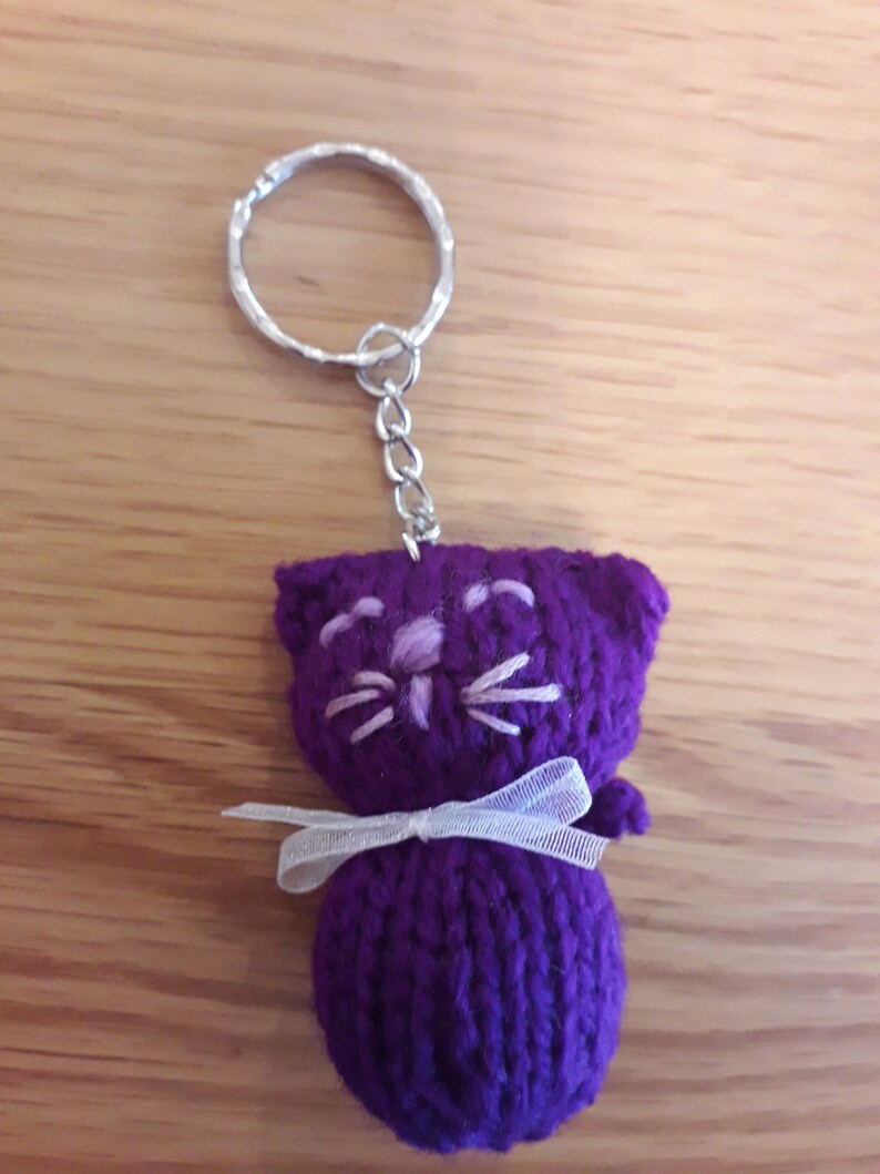 Cute Hand Knitted Cat Keyrings Keychains 9 cm Etsy