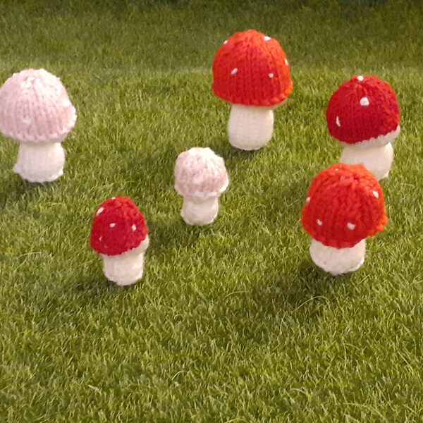 Hand Knit Woodland Mushroom Toadstool Miniatures Miniature For Him For Her Gift Present Birthday Collectable Christmas Dollhouse Dolls