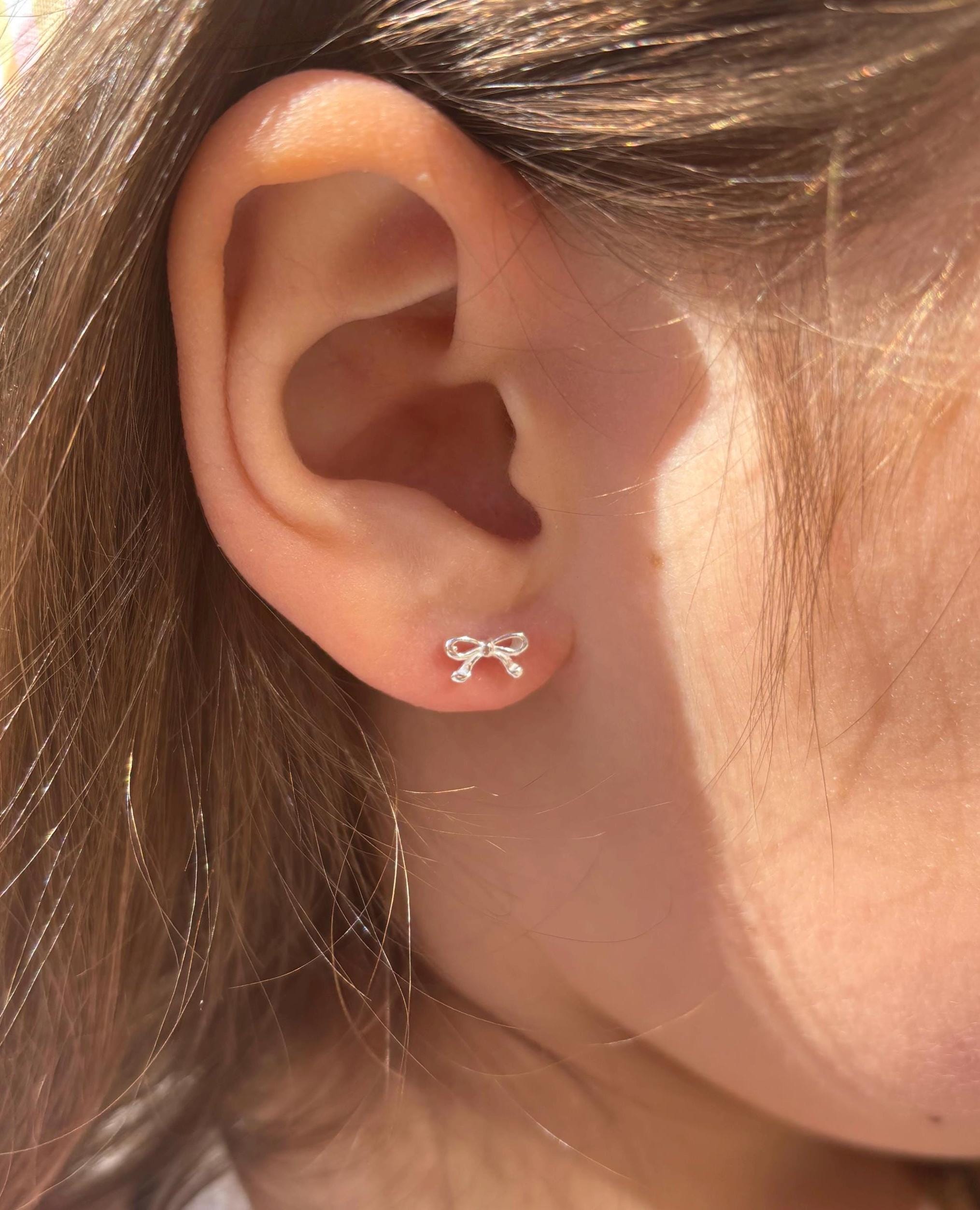 Bow Stud Earrings, Sterling Silver Earrings, Bow Earrings, Dainty Earrings, Bow Accessories , Mothers Day Gift, Bow Gift,