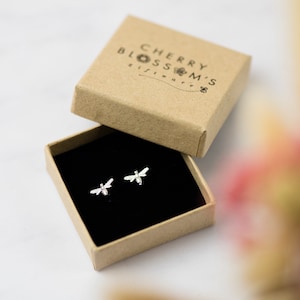 Bee Stud Earrings, Sterling Silver Earrings, Bee Earrings, Dainty Earrings, Silver Bee Jewellery, Mothers Day Gift, Bee Gift,