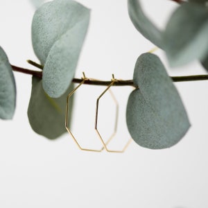 Hexagon Hoop Earrings, Octagon Earrings, Gold Hoop Earrings, Geometric Earrings, Boho Earrings, Alternative, Gifts for Her, Minimalistic