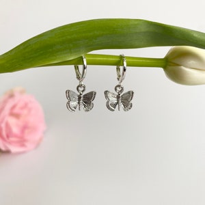 ButterflyHoop Earrings, Silver Hoop Earrings,  ButterFly Earrings, Huggie Hoops, Silver Earrings, Butterfly Jewellery, Gift for Her,