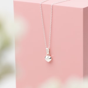 Collar de plata de ley con forma de corazón, joyería de plata, delicado collar, joyería con forma de corazón, regalo para ella
