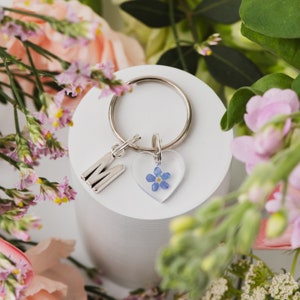 Personalised Forget Me Not Keyring, Real Flower Keyring, Forget Me Not Gift, Blue Flower Keyring, Teachers Gift, Birthday Gift, Memorial