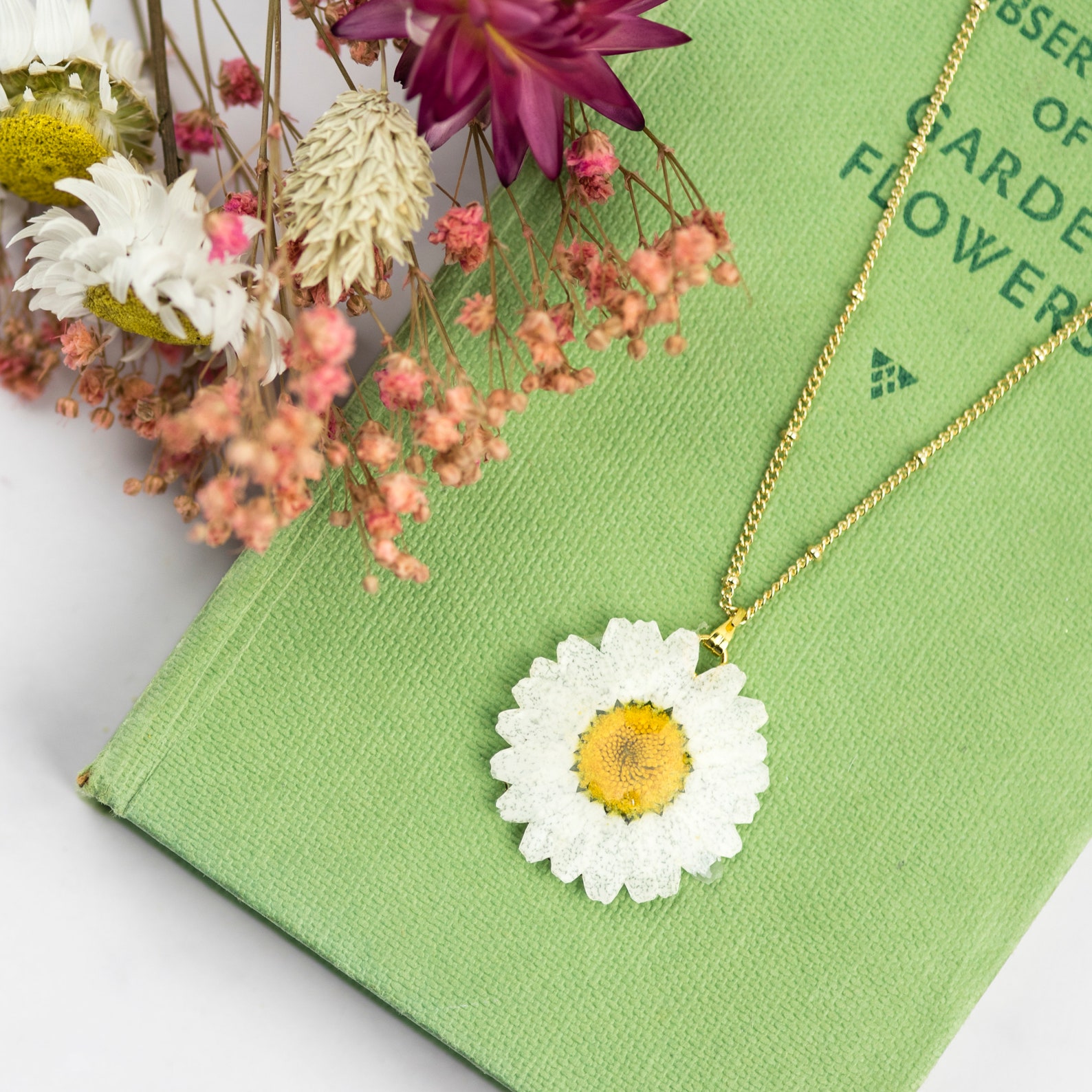 Daisy Necklace Real Flower Jewellery Flower Necklace Daisy Etsy