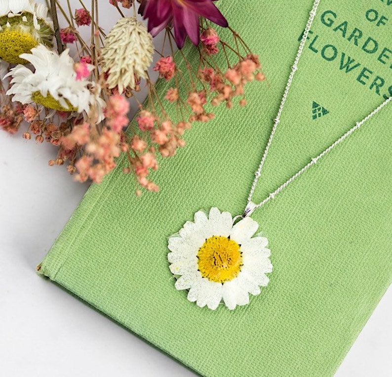 Daisy Necklace Real Flower Jewellery Flower Necklace Daisy Etsy