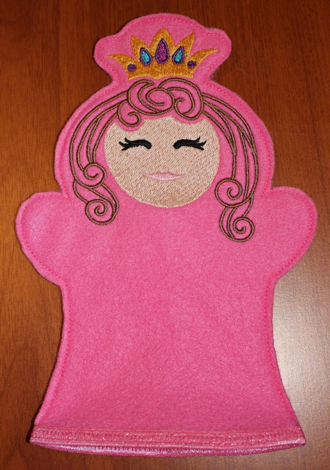 Puppet Princess Design Machine Embroidered Fleece Princess Puppet - Bright Pink With Pale ...