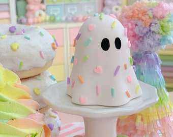 Ghost shelfie, pastel halloween, spooky cute shelf decor, ghost ornament