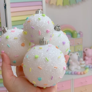 Sprinkle tree baubles, candy ornaments, Christmas baubles, rainbow Baubles, pastel Christmas, baubles, pastel baubles, candy wreath decor