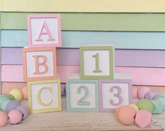 ABC 123 blocks, alphabet blocks, blocks, letter blocks, baby blocks, wooden blocks, nursery decor,