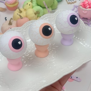 Eyeball decoration, pastel gothic, wooden eyeball, Halloween decoration, Halloween table decor, pastel Halloween, Halloween tiered tray