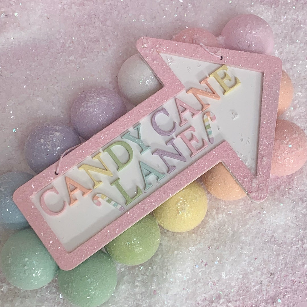 Candy Cane Lane Sign, Christmas Sign, Christmas Plaque, Pastel