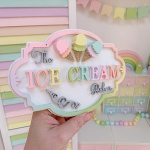 Ice cream parlour sign, ice cream sign, ice cream shop sign, ice cream plaque, ice cream party, ice cream wedding, soft serve, summer decor