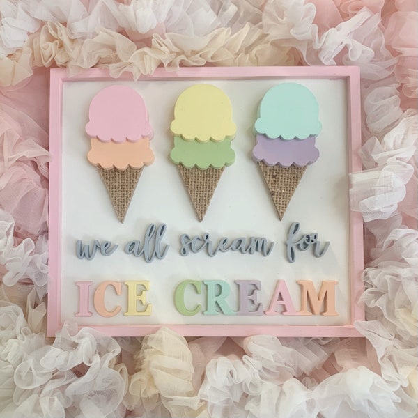 Ice cream parlour sign, ice cream sign, scream for ice cream, ice cream plaque, ice cream party, ice cream wedding, ice cream lover gift