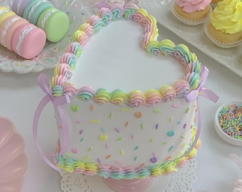 Vintage Fake Cake, Pastel Birthday Cake, Cake Prop, Tea Party Decor, Maximalist Decor