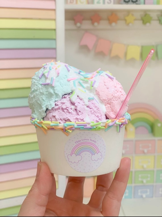 Fake Ice Cream, Faux Ice Cream Decor, Sweet One Party prop, Candycore Decor, Summer Tiered Tray Decor