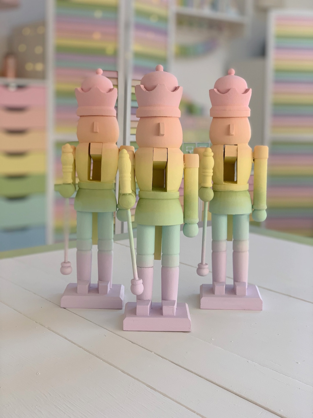 Rainbow Nutcracker Ombre Nutcracker Wooden Nutcracker Etsy