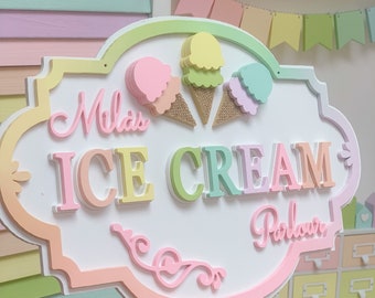 Ice cream sign, ice cream parlour sign, ice cream shop sign, ice cream plaque, ice cream party decor, Two sweet party, ice cream stand sign
