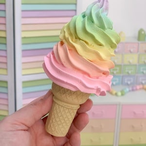 Fake ice cream, summer tiered tray, ice cream shelfie, food prop, soft serve, fake candy, rainbow ice cream, ice cream decoration imagen 1