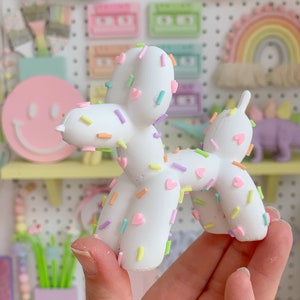 Balloon dog figurine, Sprinkle balloon dog ornament, Dopamine decor, Candycore shelf decor