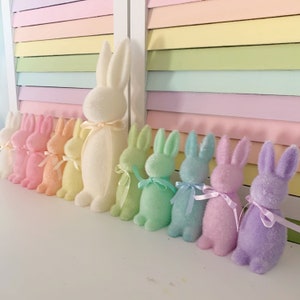 Easter bunny, flocked bunny, bunny centrepiece, Easter decor, pastel bunny, pastel easter decor, bunny decoration, rabbit decoration, easter
