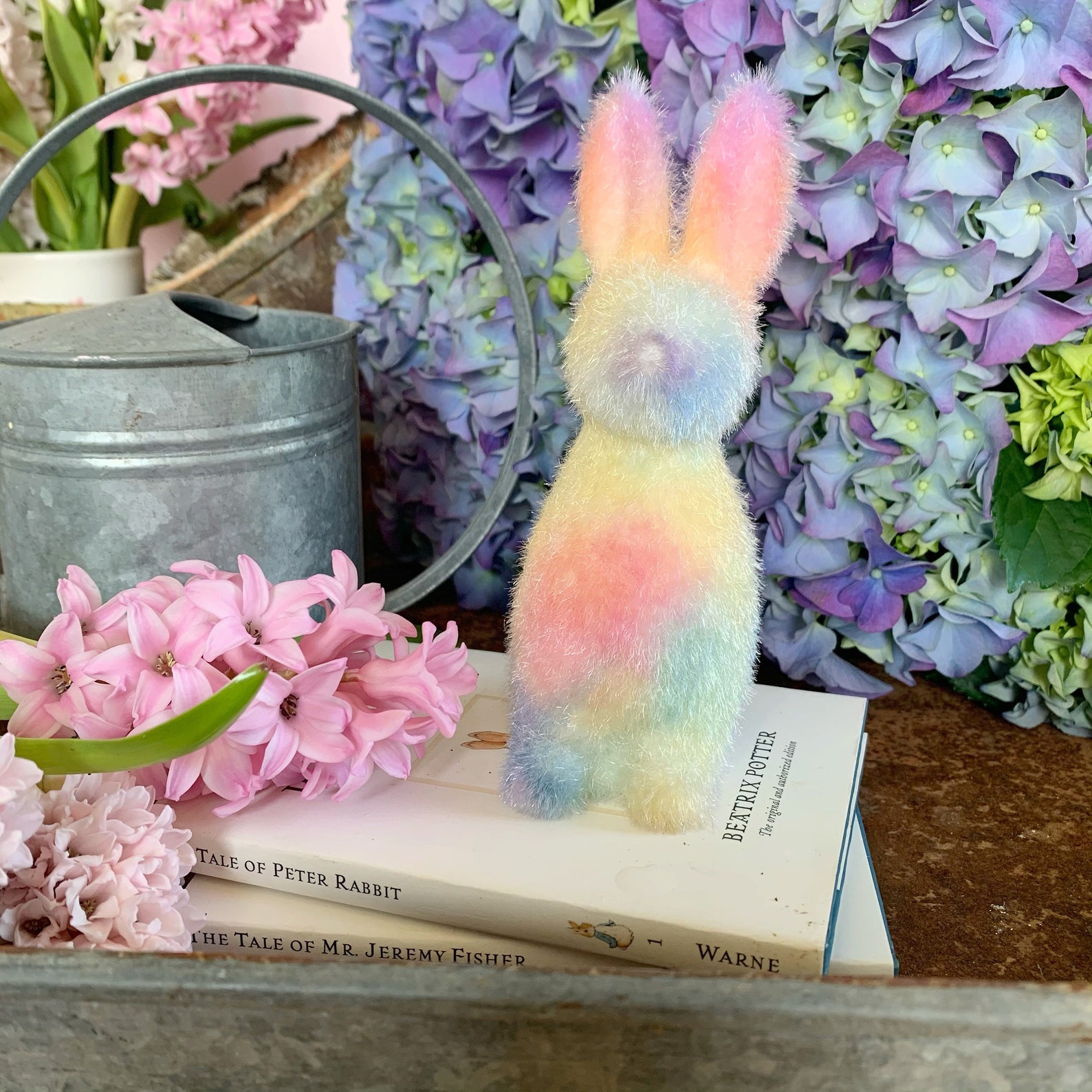 Easter Bunny Tie Dye Bunny Rainbow Bunny Flocked Bunny Etsy UK