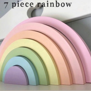 Wooden rainbow, wooden stackable rainbow, rainbow stacker, stacking rainbow, rainbow nursery decor, rainbow baby gift, pastel rainbow, zdjęcie 8