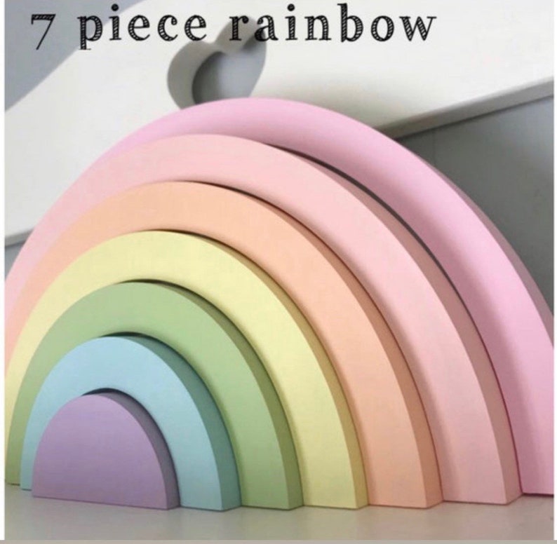 Wooden rainbow, wooden stackable rainbow, rainbow stacker, stacking rainbow, rainbow nursery decor, rainbow baby gift, pastel rainbow, zdjęcie 8