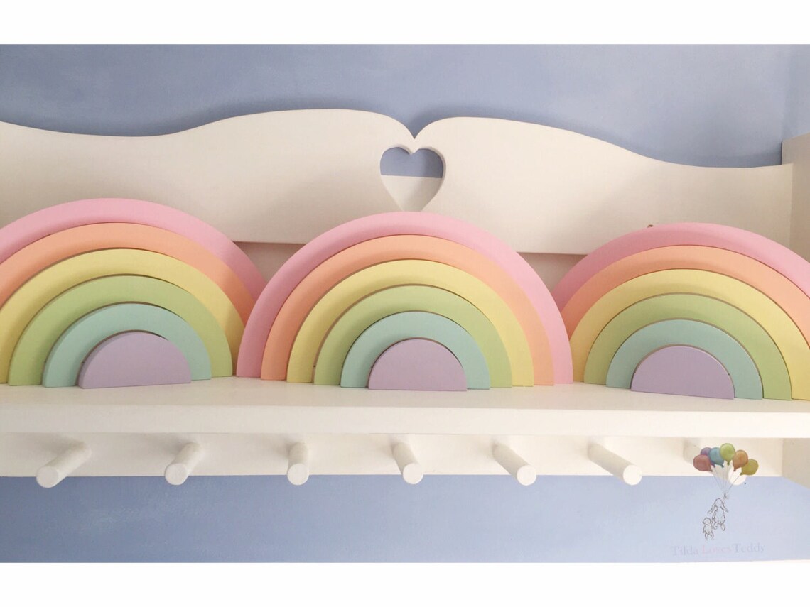 Wooden Stacking Rainbow - Denim/Rust