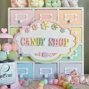 Candy shop sign, play shop sign, sweet shop sign