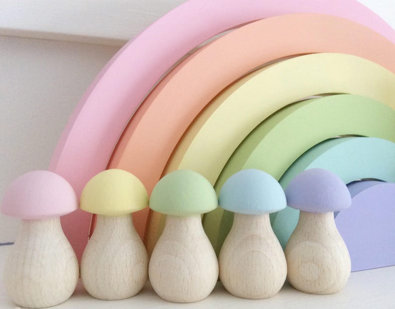 Wooden rainbow, wooden stackable rainbow, rainbow stacker, stacking rainbow, rainbow nursery decor, rainbow baby gift, pastel rainbow, image 2