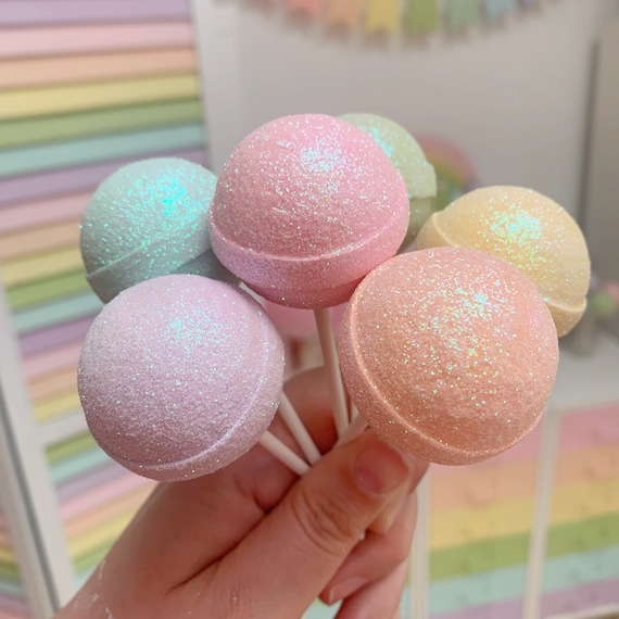 Pastel Rainbow Sparkle Lollipops - Set of 6