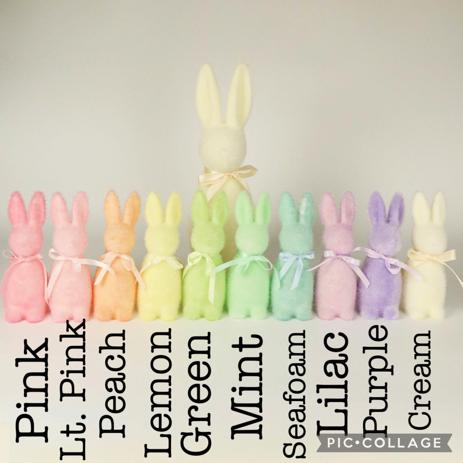 Pastel Easter bunnies tossed with Spring floral and fern in pink, teal and  yellow printed on 7/8 white single face satin ribbon, 10 yards