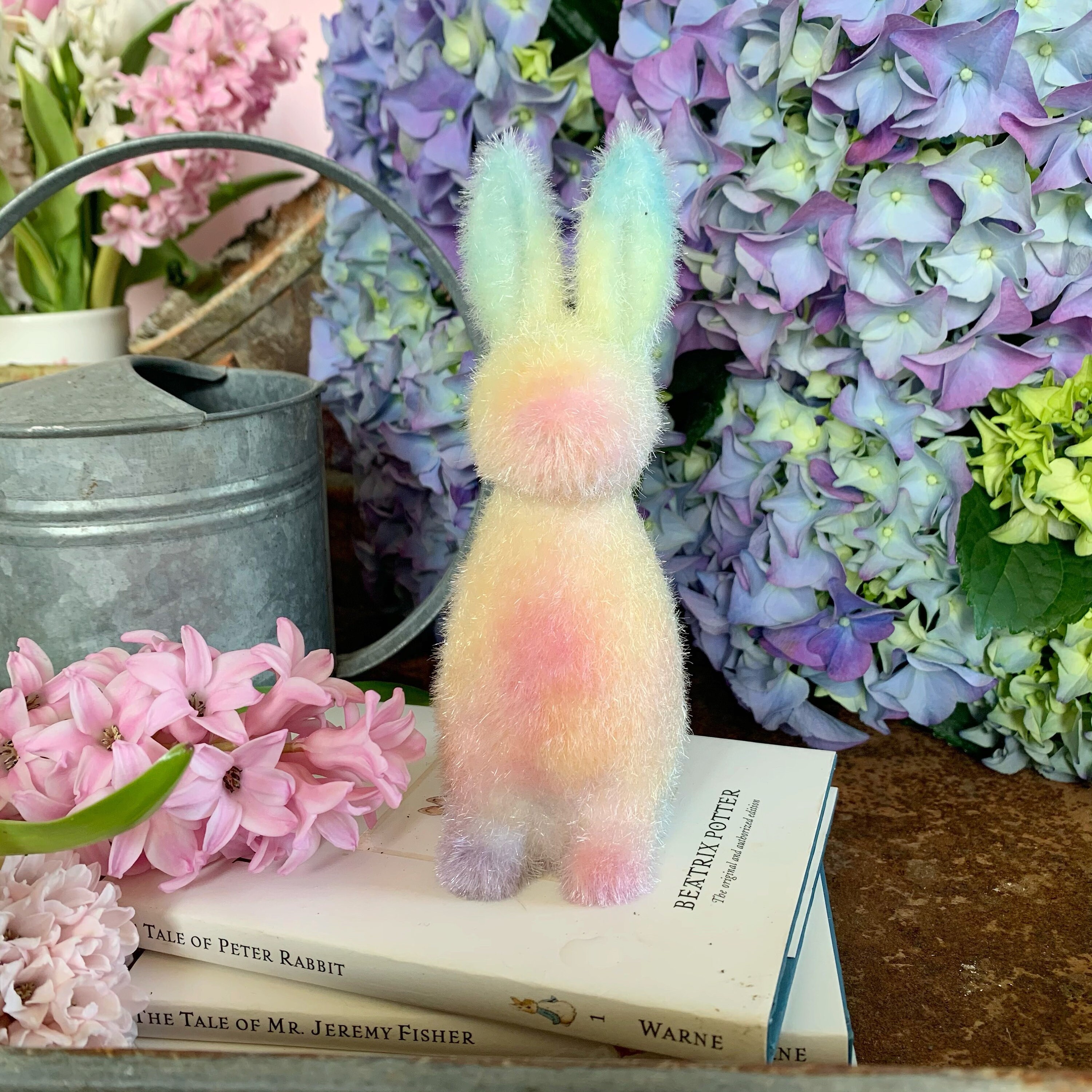 Easter Bunny Tie Dye Bunny Rainbow Bunny Flocked Bunny | Etsy