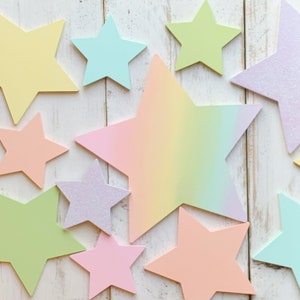 Wooden wall stars, wall stars, wooden stars, pastel stars, nursery decor, rainbow decor, pastel nursery decor, childrens bedroom decor,