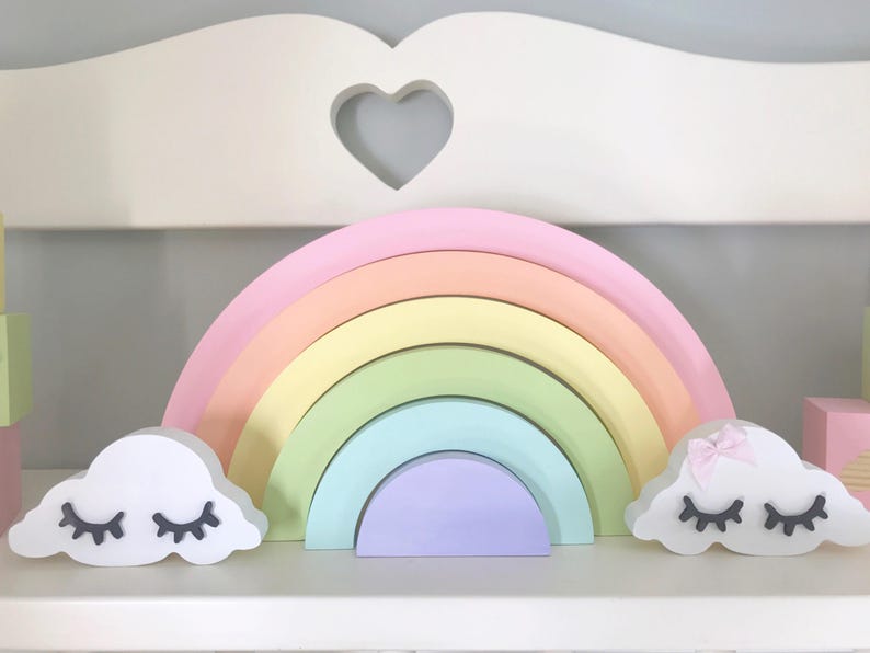 Wooden rainbow, wooden stackable rainbow, rainbow stacker, stacking rainbow, rainbow nursery decor, rainbow baby gift, pastel rainbow, zdjęcie 5