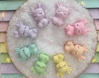 Pastel reindeer decor, Rainbow christmas ornaments, Whimsical holiday shelf sitters, Cute christmas decor