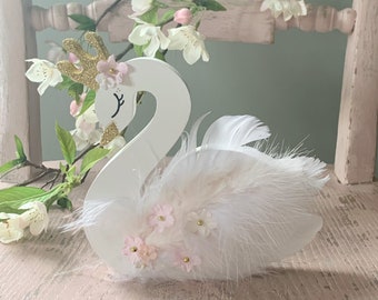 Swan nursery decor, swan princess, swan shelfie, swan queen, baby gift, freestanding swan, swan wedding, swan decoration, swan centerpiece