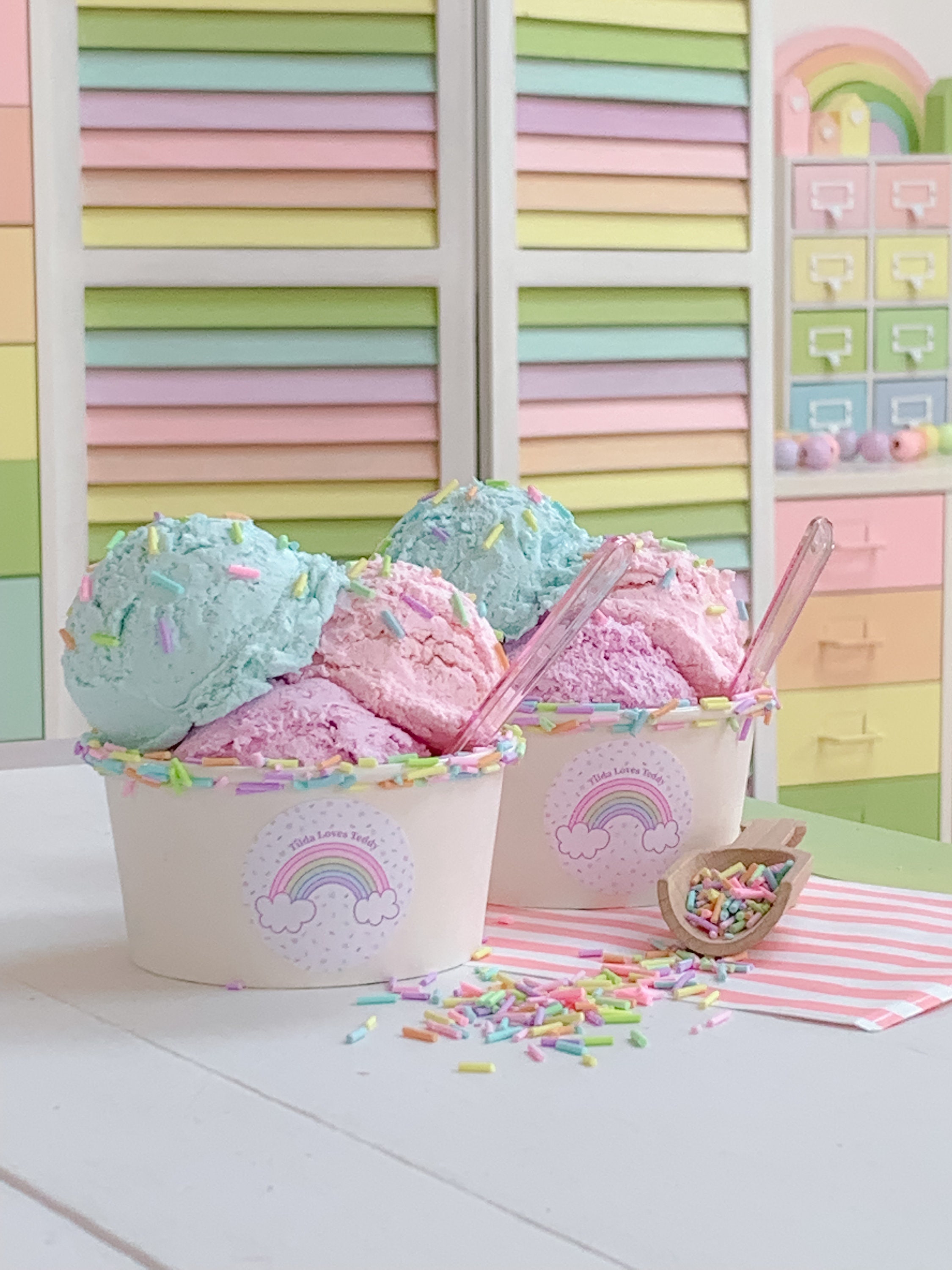 Faux Ice Cream Scoops For Tiered Tray Decor - Realistic Fake Dessert Display Props