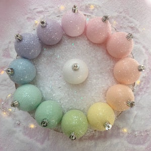 Pastel christmas tree ornaments, pastel baubles, candy themed christmas decor, whimsical christmas decor, pastel holiday decor