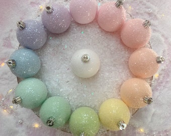 Pastel christmas tree ornaments, pastel baubles, candy themed christmas decor, whimsical christmas decor, pastel holiday decor