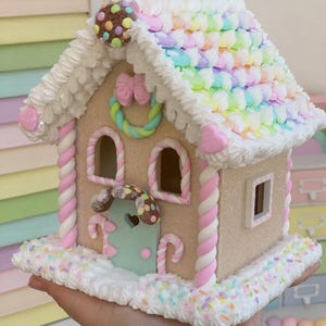 OOAK gingerbread lantern, pastel christmas village decor, handmade gingerbread house, collectable christmas Bild 11