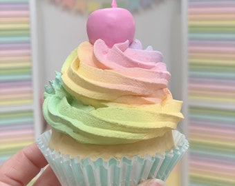 Fake cupcake, artificial cupcake, pretend cupcake, faux cupcake, faux candy, cupcake decoration, candy decoration, candy ornament, cupcake