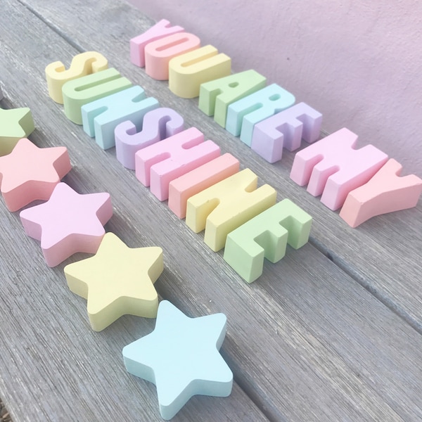 Decorative letters, concrete letters, freestanding letters, personalised nursery decor, personalised baby, pastel nursery decor, rainbow