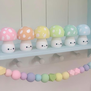 wooden toadstool, rainbow decor, pastel nursery decor, girls pastel bedroom, pastel decor, woodland decor, kawaii toadstool, kawaii mushroom