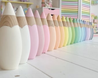 Pencil shelfie, teachers gift, desk decor, art decor, back to school, rainbow pencil, rainbow decor, craft room decor, tiered tray decor