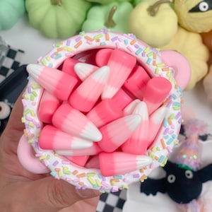Fake Resin Candy Corn | Kawaii Halloween Tiered Tray Decor | Faux Candy Corn Bowl Filler | Pastel Halloween Photo Prop | Pinkoween |