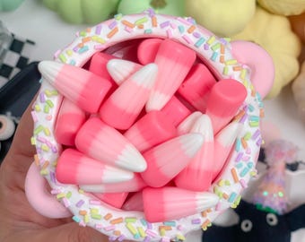 Fake Resin Candy Corn | Kawaii Halloween Tiered Tray Decor | Faux Candy Corn Bowl Filler | Pastel Halloween Photo Prop | Pinkoween |
