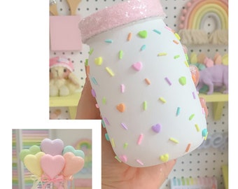 Sprinkle display jar, sprinkle jar, sprinkle vase, candy Centerpiece, candy party decor, candy party, candyland decor, fake candy, pen pot