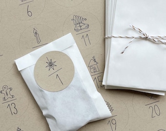 24 stickers Advent calendar numbers, optionally with paper bags